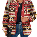 Nadorine Women's Cozy Fleece Jacket Western Aztec Print Coat