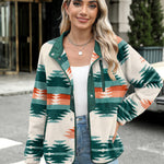 Nadorine Women's Cozy Fleece Jacket Western Aztec Print Coat