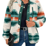 Nadorine Women's Cozy Fleece Jacket Western Aztec Print Coat