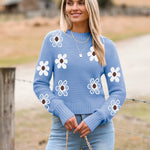Nadorine Women's Fall Crewneck Cropped Sweater