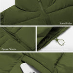 Nadorine Women Sleeveless Warm Jackets Casual Stand Collar Puffer Vest