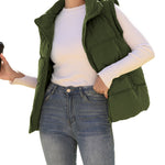 Nadorine Women Sleeveless Warm Jackets Casual Stand Collar Puffer Vest