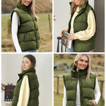 Nadorine Women Sleeveless Warm Jackets Casual Stand Collar Puffer Vest