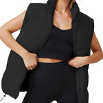 Nadorine Women Sleeveless Warm Jackets Casual Stand Collar Puffer Vest