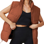 Nadorine Women Sleeveless Warm Jackets Casual Stand Collar Puffer Vest