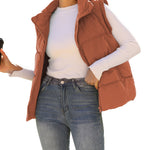 Nadorine Women Sleeveless Warm Jackets Casual Stand Collar Puffer Vest