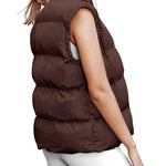 Nadorine Women Sleeveless Warm Jackets Casual Stand Collar Puffer Vest