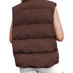 Nadorine Women Sleeveless Warm Jackets Casual Stand Collar Puffer Vest