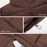 Nadorine Women Sleeveless Warm Jackets Casual Stand Collar Puffer Vest