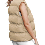 Nadorine Women Sleeveless Warm Jackets Casual Stand Collar Puffer Vest