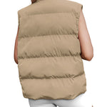 Nadorine Women Sleeveless Warm Jackets Casual Stand Collar Puffer Vest