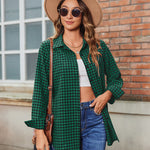 Nadorine Long Sleeve Plaid Shirt for Women Flannel Button Down Shirts