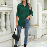 Nadorine Long Sleeve Plaid Shirt for Women Flannel Button Down Shirts