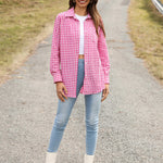 Nadorine Long Sleeve Plaid Shirt for Women Flannel Button Down Shirts