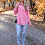 Nadorine Long Sleeve Plaid Shirt for Women Flannel Button Down Shirts
