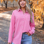 Nadorine Long Sleeve Plaid Shirt for Women Flannel Button Down Shirts