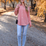Nadorine Long Sleeve Plaid Shirt for Women Flannel Button Down Shirts