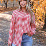 Nadorine Long Sleeve Plaid Shirt for Women Flannel Button Down Shirts