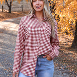 Nadorine Long Sleeve Plaid Shirt for Women Flannel Button Down Shirts