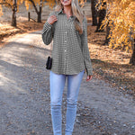 Nadorine Long Sleeve Plaid Shirt for Women Flannel Button Down Shirts
