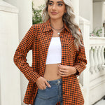 Nadorine Long Sleeve Plaid Shirt for Women Flannel Button Down Shirts