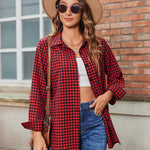Nadorine Long Sleeve Plaid Shirt for Women Flannel Button Down Shirts