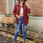 Nadorine Long Sleeve Plaid Shirt for Women Flannel Button Down Shirts