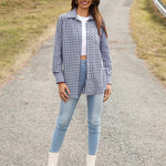 Nadorine Long Sleeve Plaid Shirt for Women Flannel Button Down Shirts