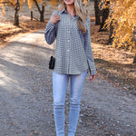 Nadorine Long Sleeve Plaid Shirt for Women Flannel Button Down Shirts