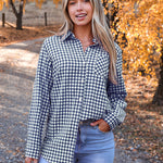 Nadorine Long Sleeve Plaid Shirt for Women Flannel Button Down Shirts