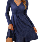 Zeagoo Womens Glitter Dress Wrap V Neck Ruffle Hem Swing Dresses