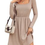 Zeagoo Womens Casual Sweater Dress Square Neck Knit Long Sleeve Dress