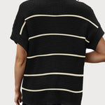 Nadorine Vest Mock Neck Batwing Short Sleeve Ribbed Knit Tops