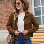 Zeagoo Womens Fashion Cropped Shackets Button Down Crop Jackets