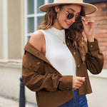 Zeagoo Womens Fashion Cropped Shackets Button Down Crop Jackets