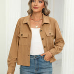 Zeagoo Womens Fashion Cropped Shackets Button Down Crop Jackets