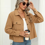 Zeagoo Womens Fashion Cropped Shackets Button Down Crop Jackets