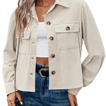 Zeagoo Womens Fashion Cropped Shackets Button Down Crop Jackets