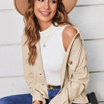 Zeagoo Womens Fashion Cropped Shackets Button Down Crop Jackets