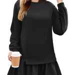 Nadorine Women Oversized Sweatshirt Plaid Patchwork Dress