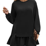 Nadorine Women Oversized Sweatshirt Plaid Patchwork Dress