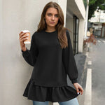 Nadorine Women Oversized Sweatshirt Plaid Patchwork Dress