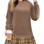 Nadorine Women Oversized Sweatshirt Plaid Patchwork Dress