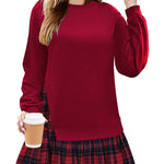 Nadorine Women Oversized Sweatshirt Plaid Patchwork Dress