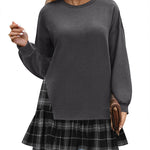 Nadorine Women Oversized Sweatshirt Plaid Patchwork Dress