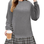 Nadorine Women Oversized Sweatshirt Plaid Patchwork Dress