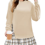 Nadorine Women Oversized Sweatshirt Plaid Patchwork Dress
