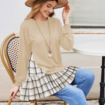 Nadorine Women Oversized Sweatshirt Plaid Patchwork Dress