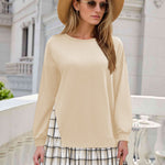 Nadorine Women Oversized Sweatshirt Plaid Patchwork Dress