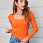 Nadorine Women's Long Sleeve Ribbed Slim Crop Tops